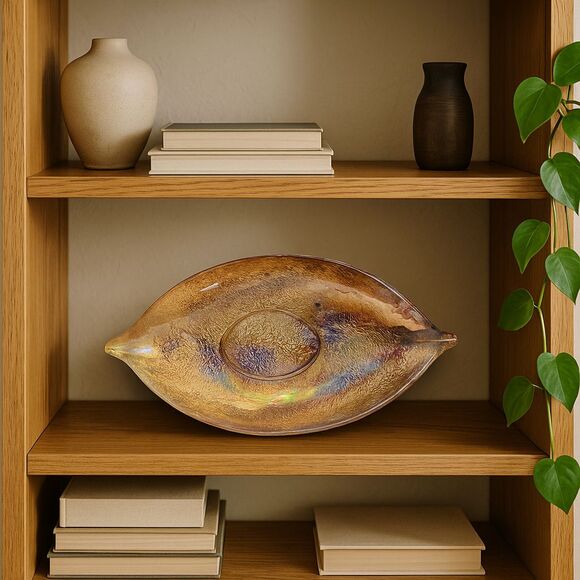 Mid-Century Iridescent Glass Console Bowl – Hollywood Regency Style – 1950–1970 - Picture 1 of 9